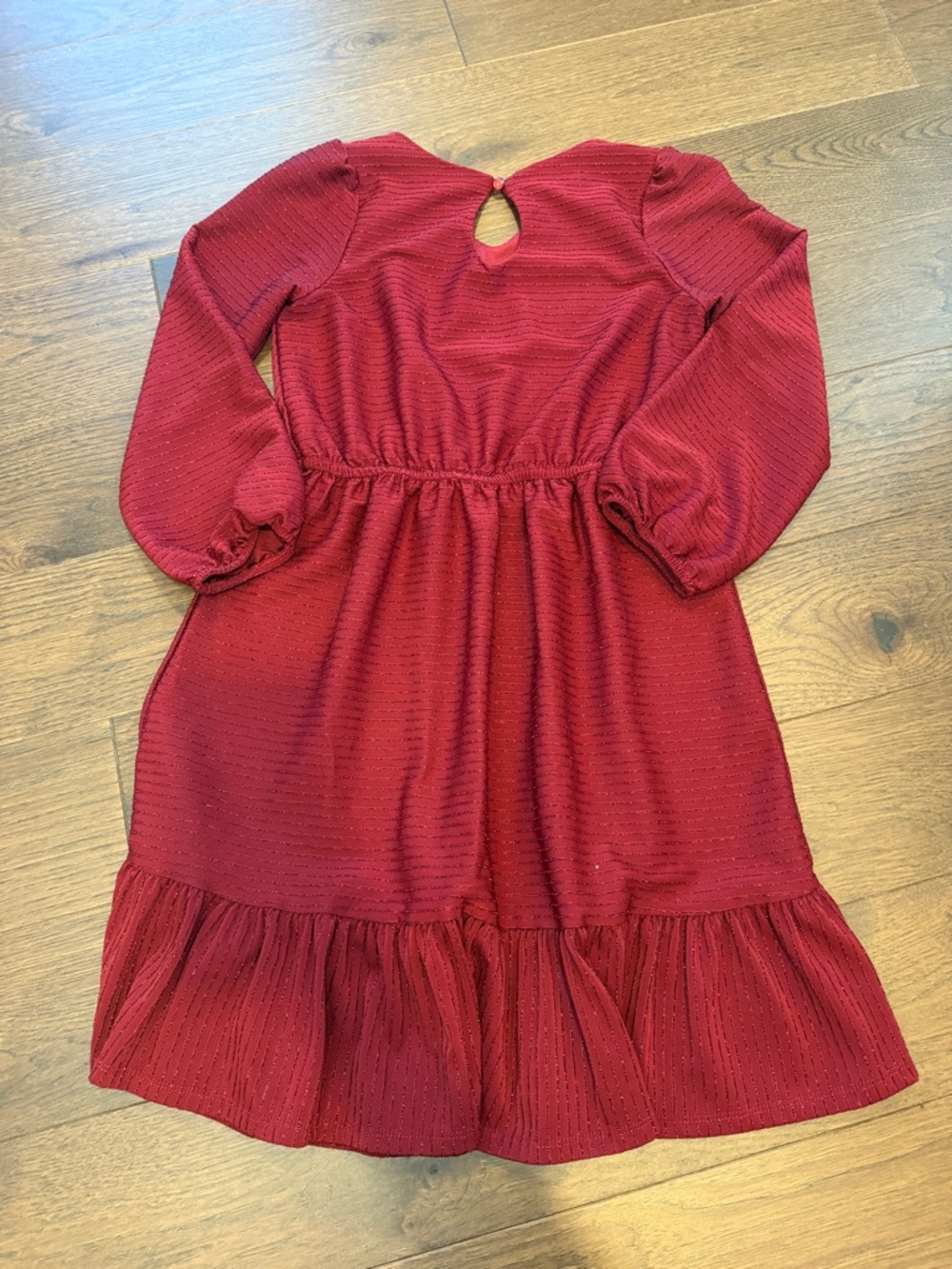 Ava + Yelly Girls' Maroon Long-Sleeve Ruffle Hem Dress Size 12 - C11-206 - Picture 8 of 9